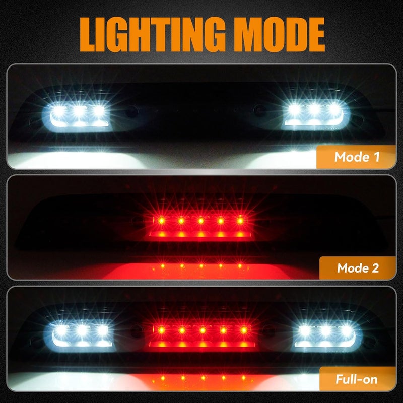 Cxdar Third 3rd Brake Light LED for 2015-2020 Ford F150, High Mount Rear Brake Lights Assembly for 2017-2020 F250/F350/F450 Super Duty, Waterproof Center Cab Lamp Stop Light (Black) - Image 3